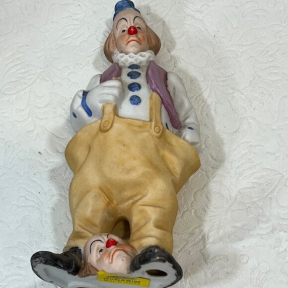 VTG Ceramic Circus Clown w/2 Heads/Masks at Shoes Figurine Decor 7.5" Tall - Picture 9 of 15